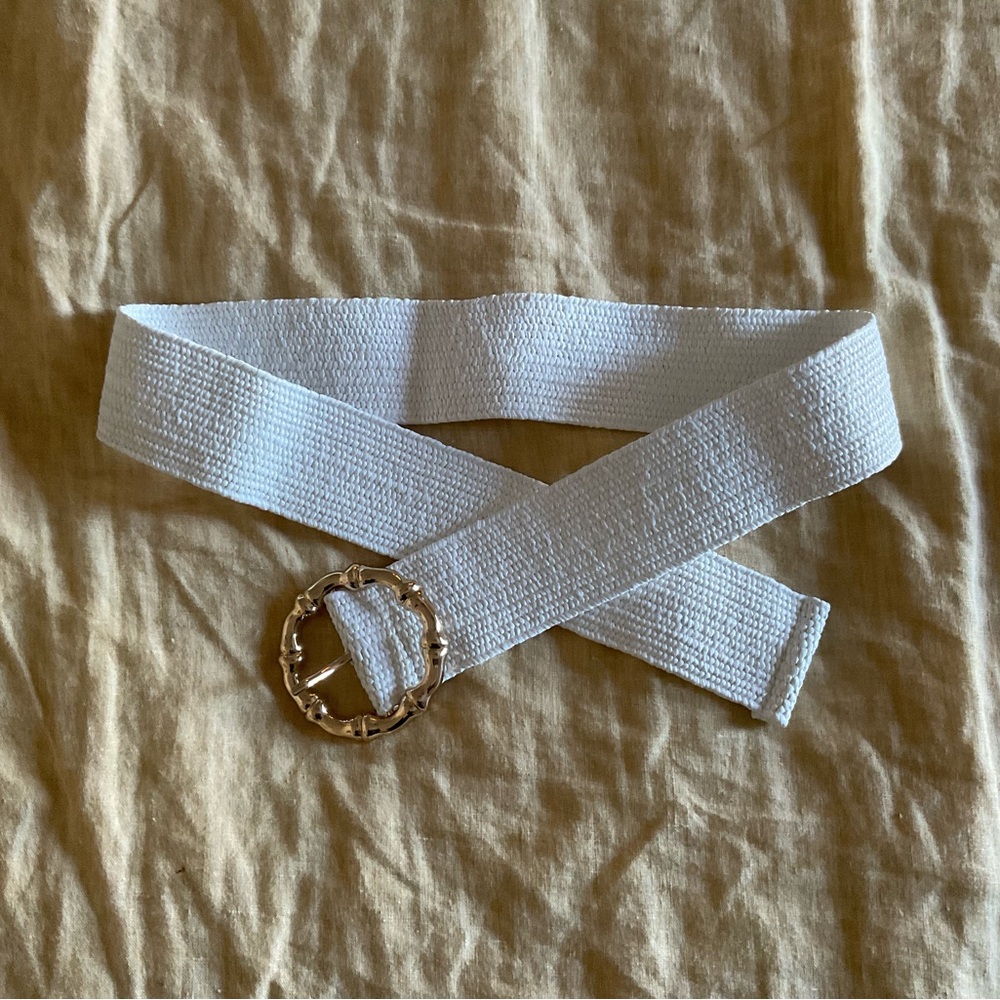 Lilly Pulitzer White Arta Belt with Gold Buckle